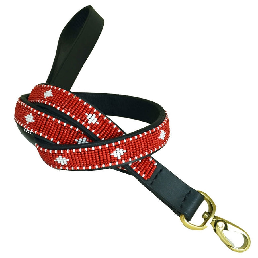 Unity Red Beaded Dog Leash