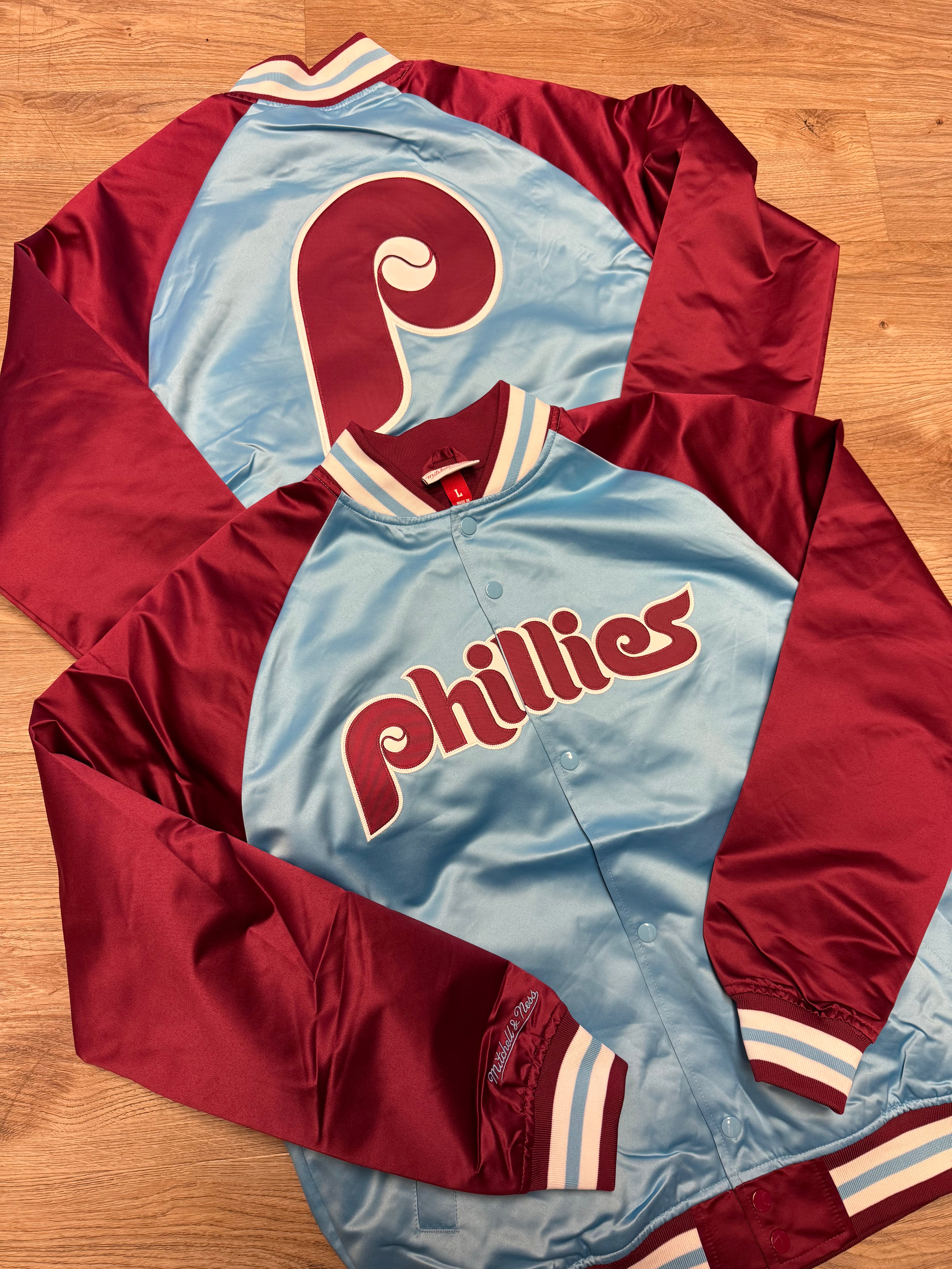 Phillies throwback double clutch satin jacket