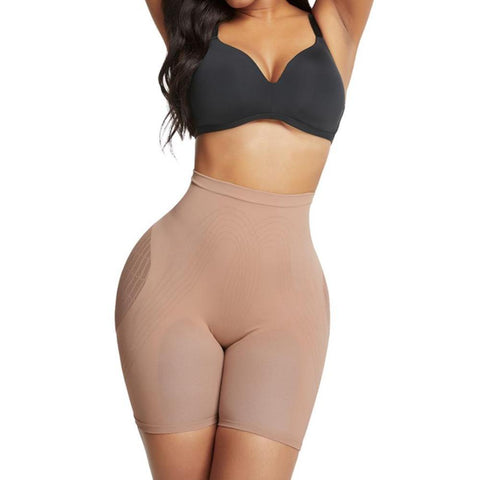 Kim Shapewear - a high-waisted seamless shapewear that creates a smooth silhouette for backless dresses.