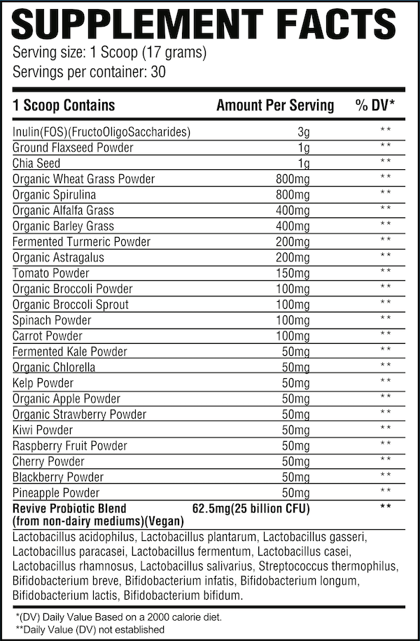 Daily Greens Powder Supplement Facts