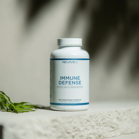 A white bottle of Immune Defense