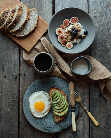 A healthy breakfast served on a wooden table