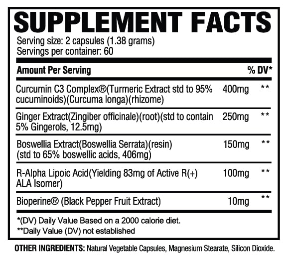 Turmeric+ Supplement Facts