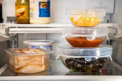 wrap food in stretch and fit container lids