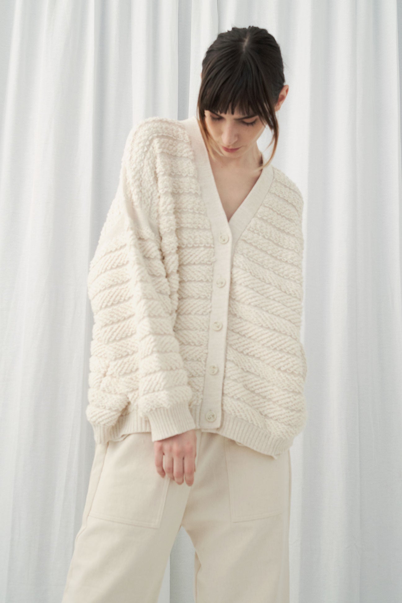 Cream Loop Cardigan