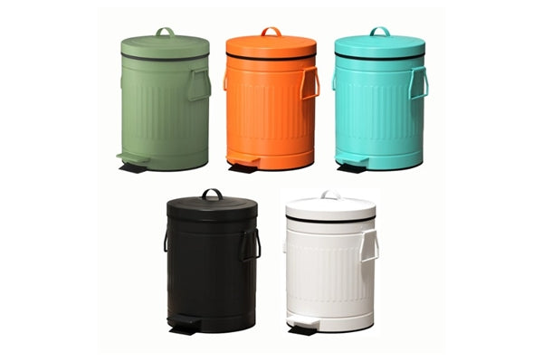 Retro Classic Tin Look Trash Can with Lid