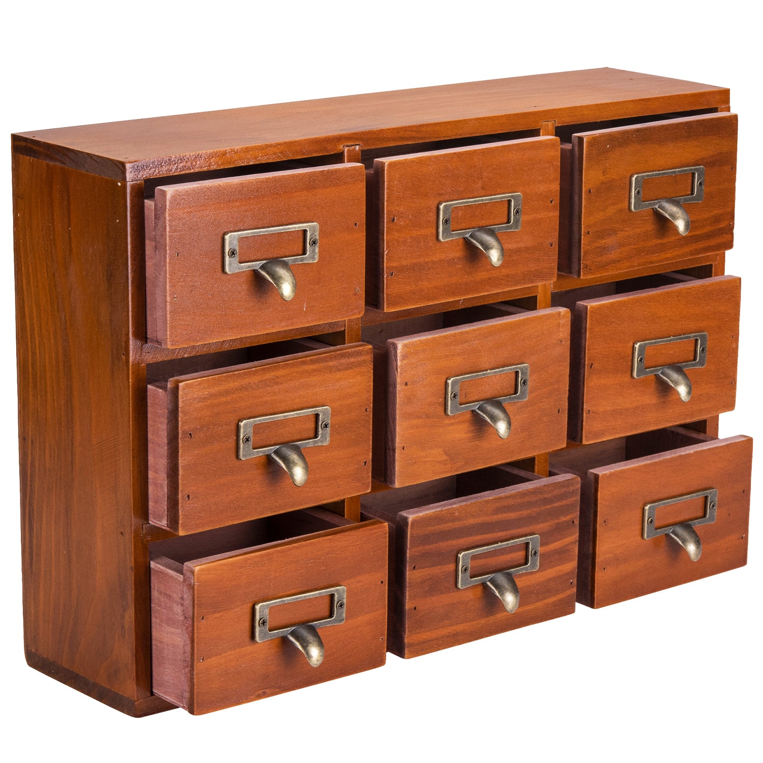 16-Drawer Wooden Card Catalog Storage Box