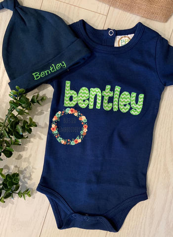 boy monogram onesie