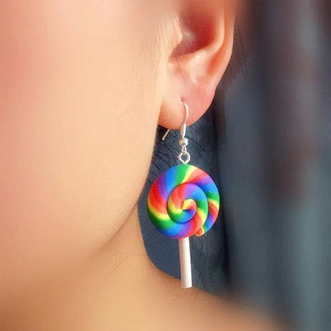 Rainbow Swirl Lollipop Earrings - It's Okay To Be Weird
