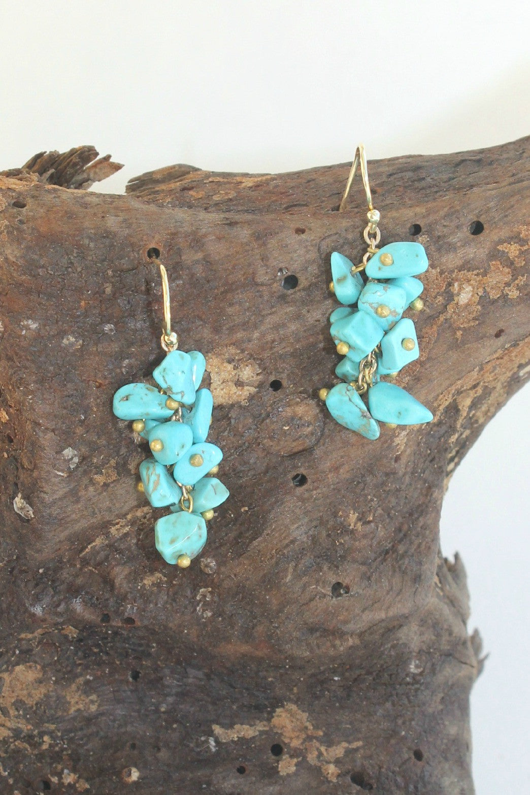 Stone Chip Earrings, Turquoise - Elise