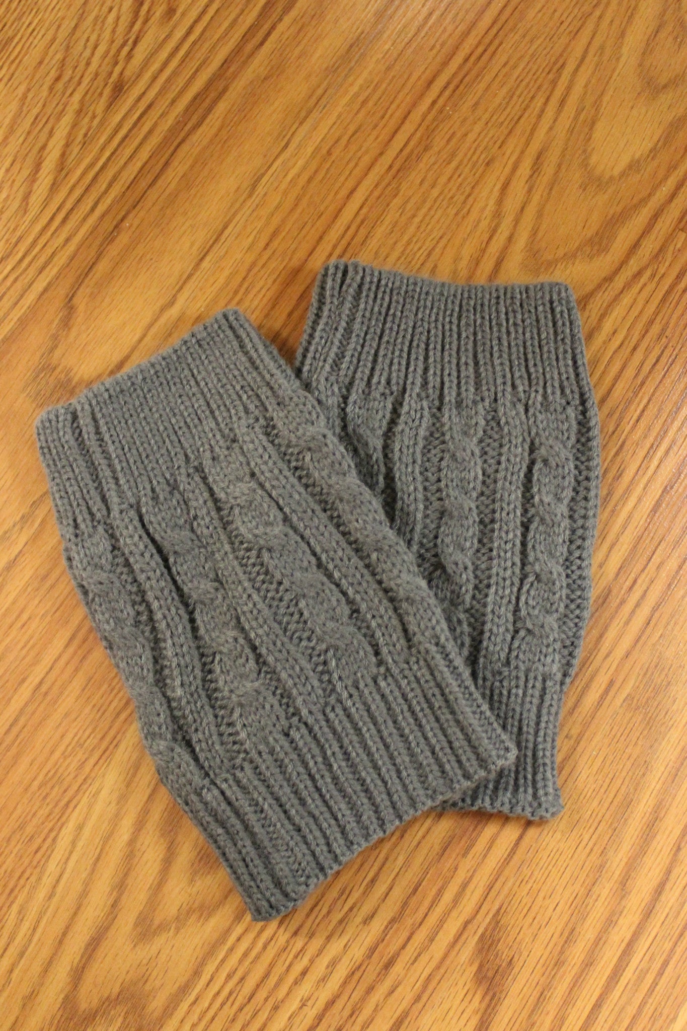 Cable Knit Boot Cuffs, Charcoal - Elise