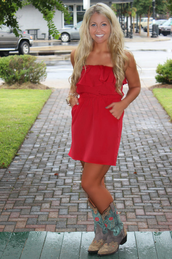 Glam: Lilly Dress, Red - Elise