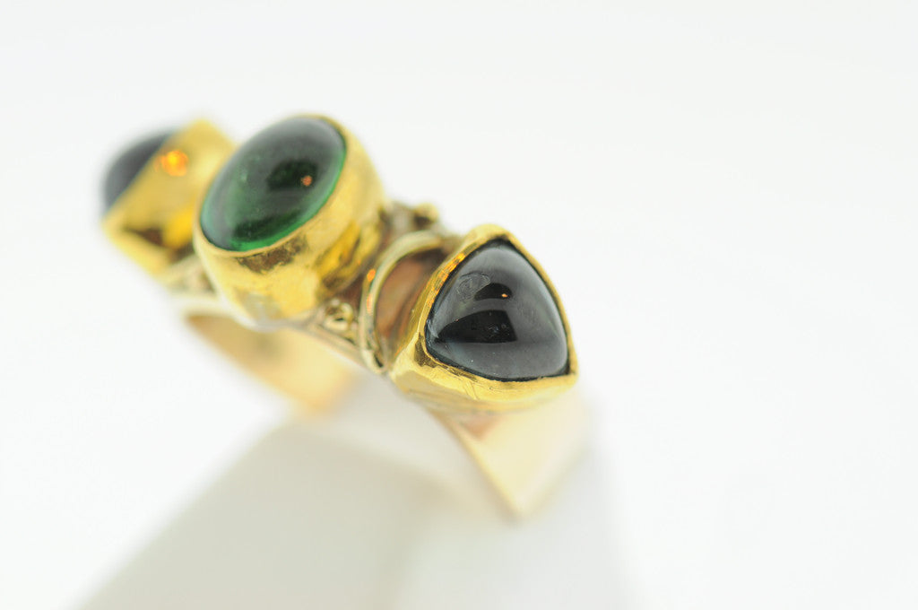 Gold + Tourmaline Three-Stone Ring