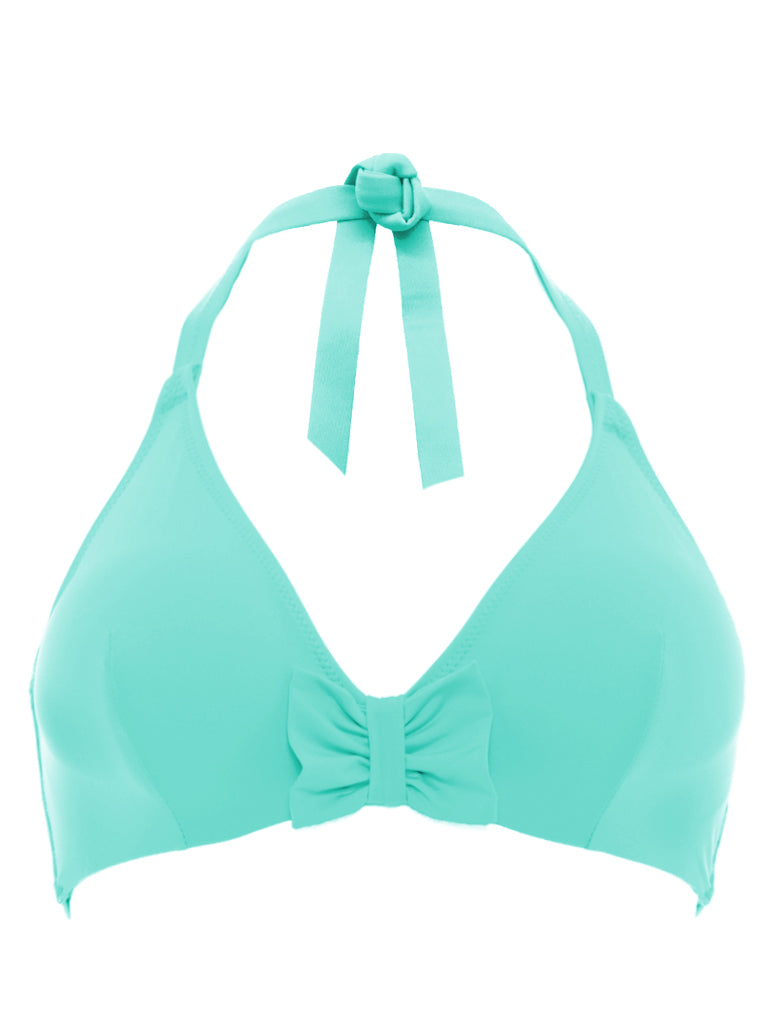 Honey Jade Mint Plunge Halter Bikini Top D-G Cup Size | HOOLA – Hoola