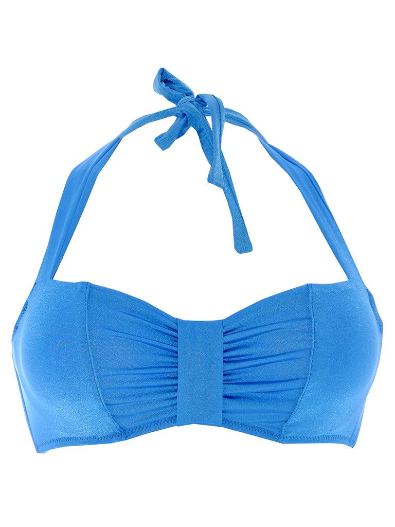 Shimmer True Blue Bandeau Halter Bikini Top D-G Cup Size | HOOLA – Hoola