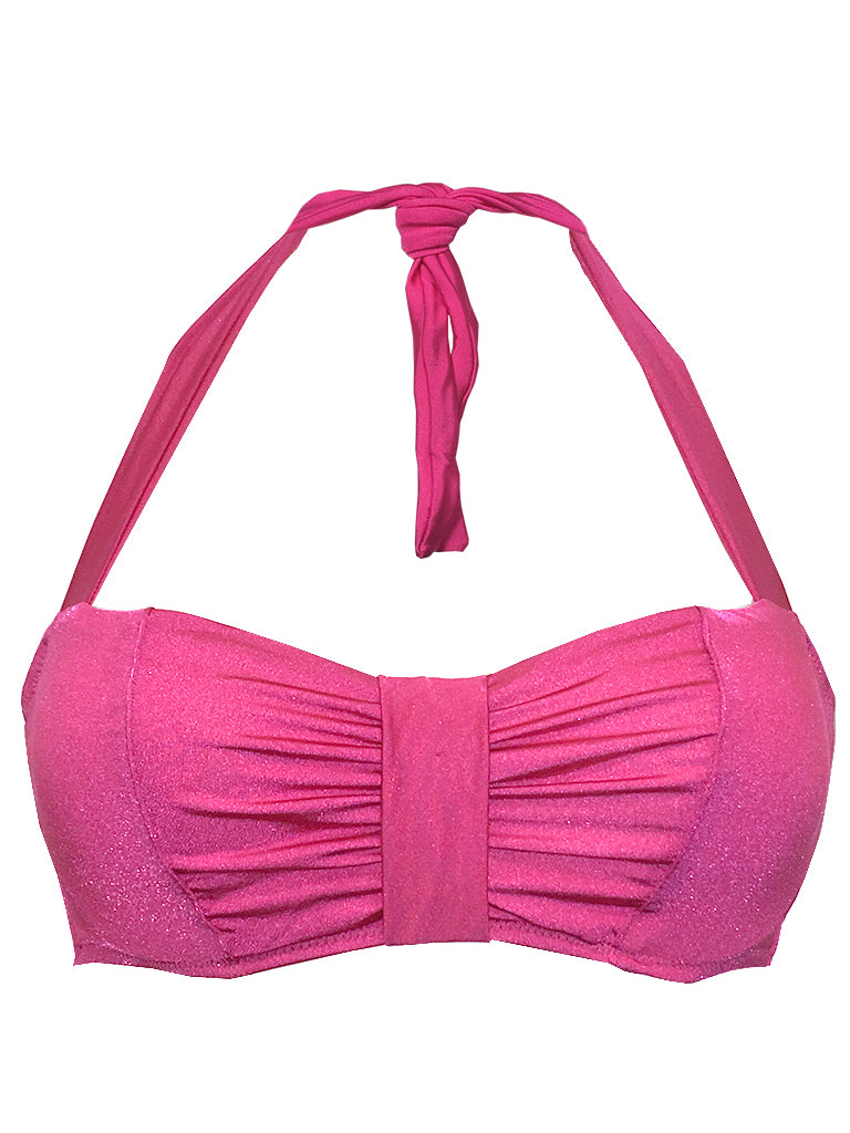 Shimmer Pink Bandeau Halter Bikini Top D-G Cup Size | HOOLA – Hoola
