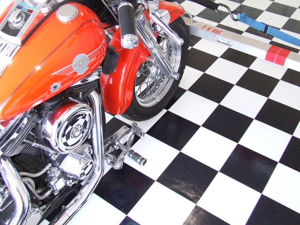 Black White Checkered Trailer Flooring Car Motorcycle Trailer