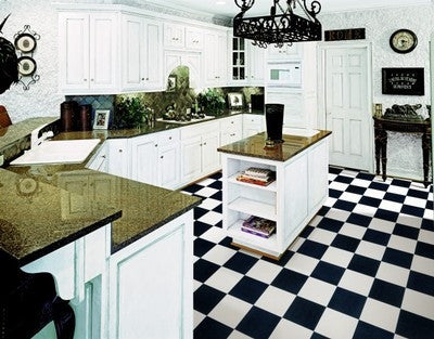 Black White Checkered Garage Kitchen Continuous Vinyl