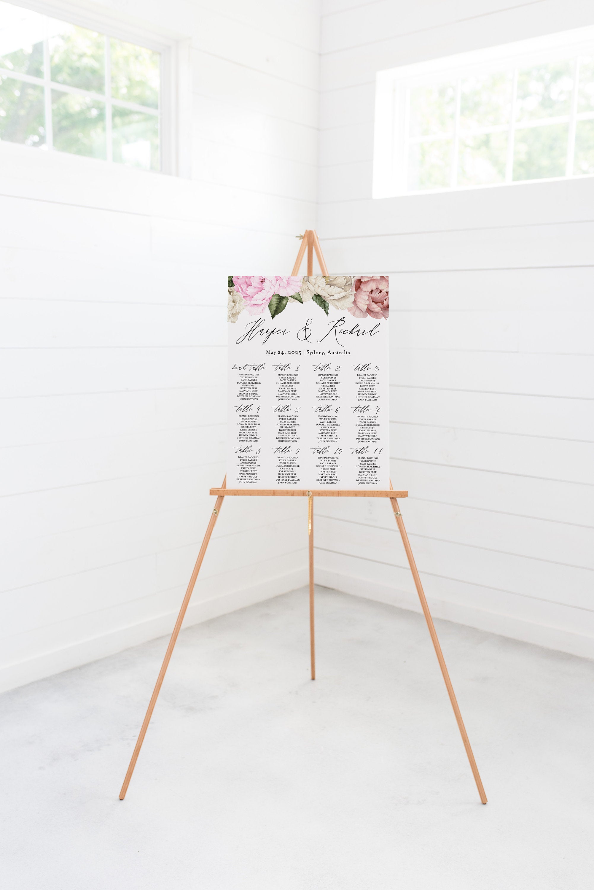 Floral Wedding Seating Chart Template Printable Seating Sign Editable ...