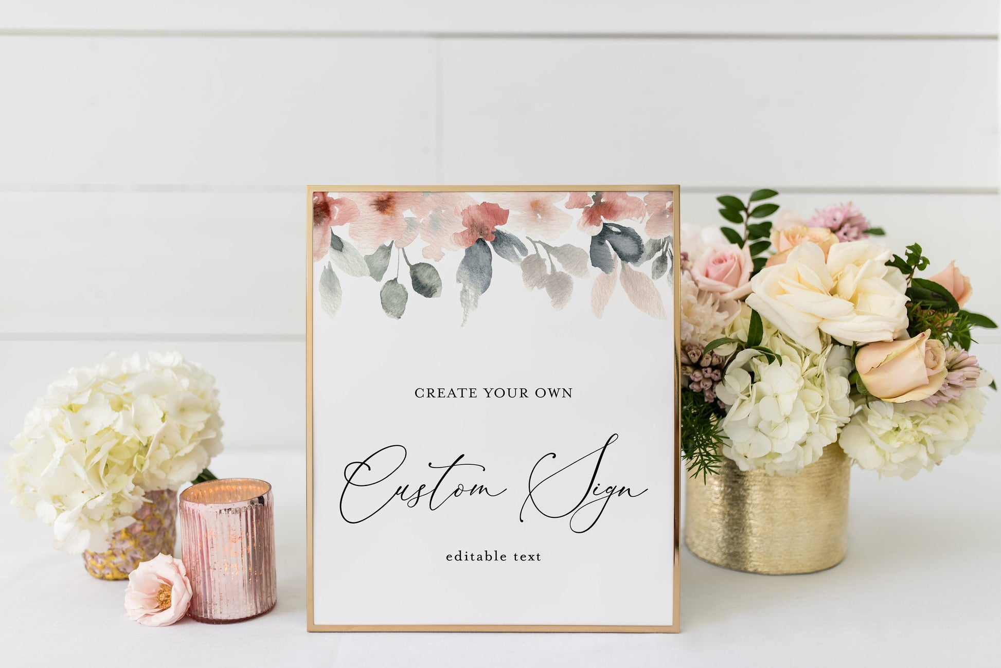 Printable Unlimited Custom Sign Floral Editable Template Instant Download 5x7 and 8x10 - Fleur SIGNS | PHOTO BOOTH SAVVY PAPER CO