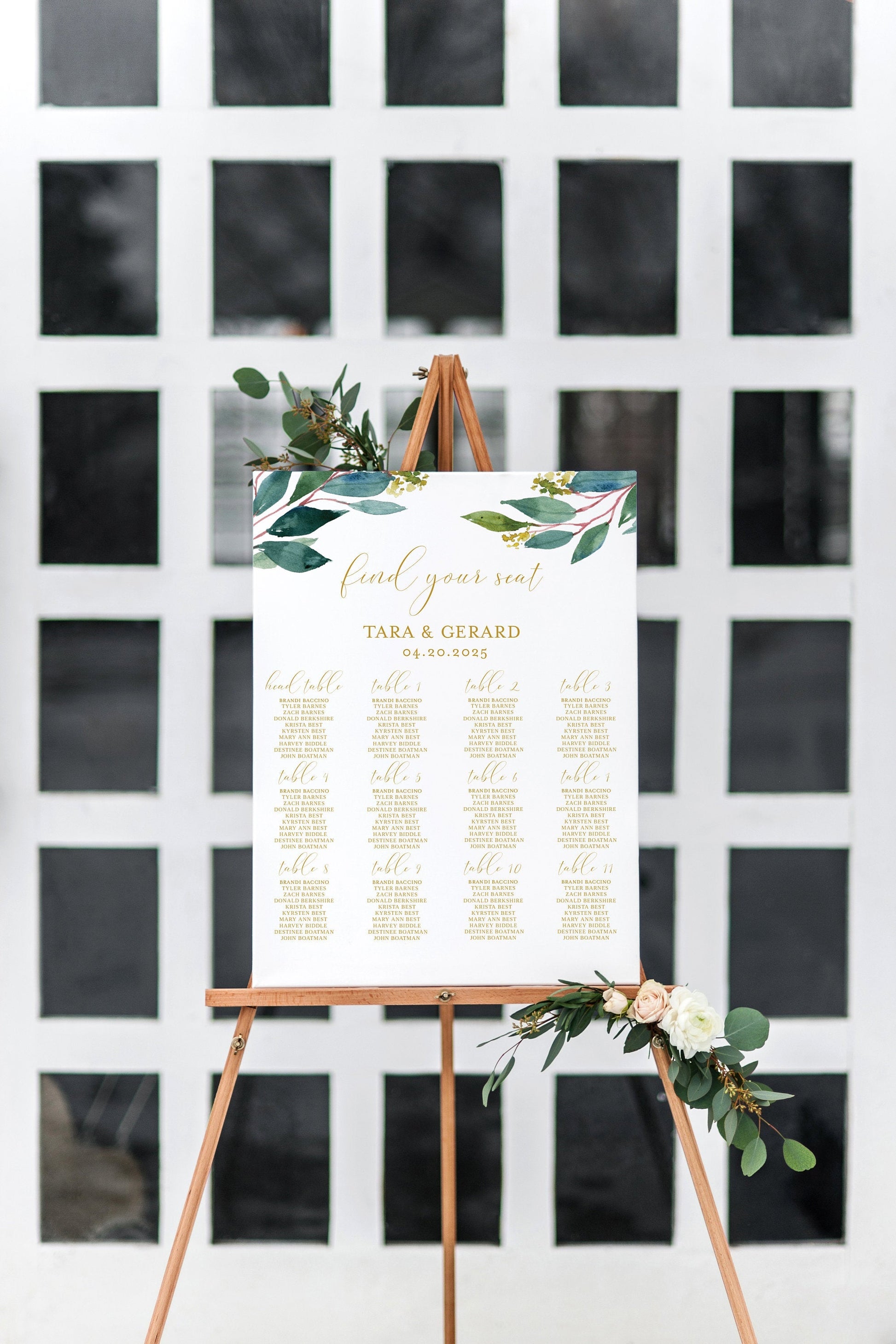 Wedding Seating Chart Template, Printable Greenery Seating Sign, Editable Text INSTANT DOWNLOAD - Tara SEATING CHARTS | CARDS SAVVY PAPER CO