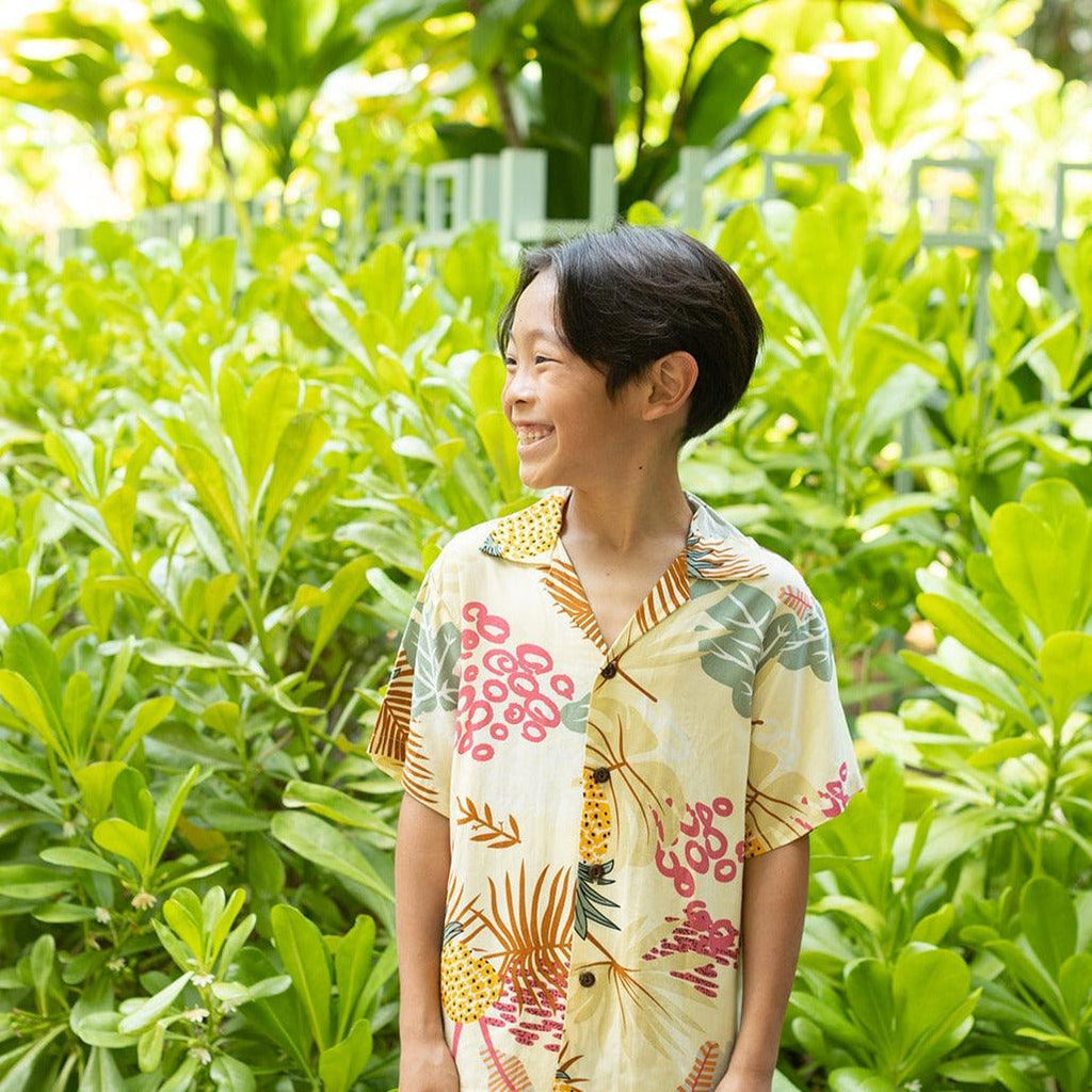 Bamboo Ginger Boy's Aloha Shirt and Shorts Set, Made in Hawaii