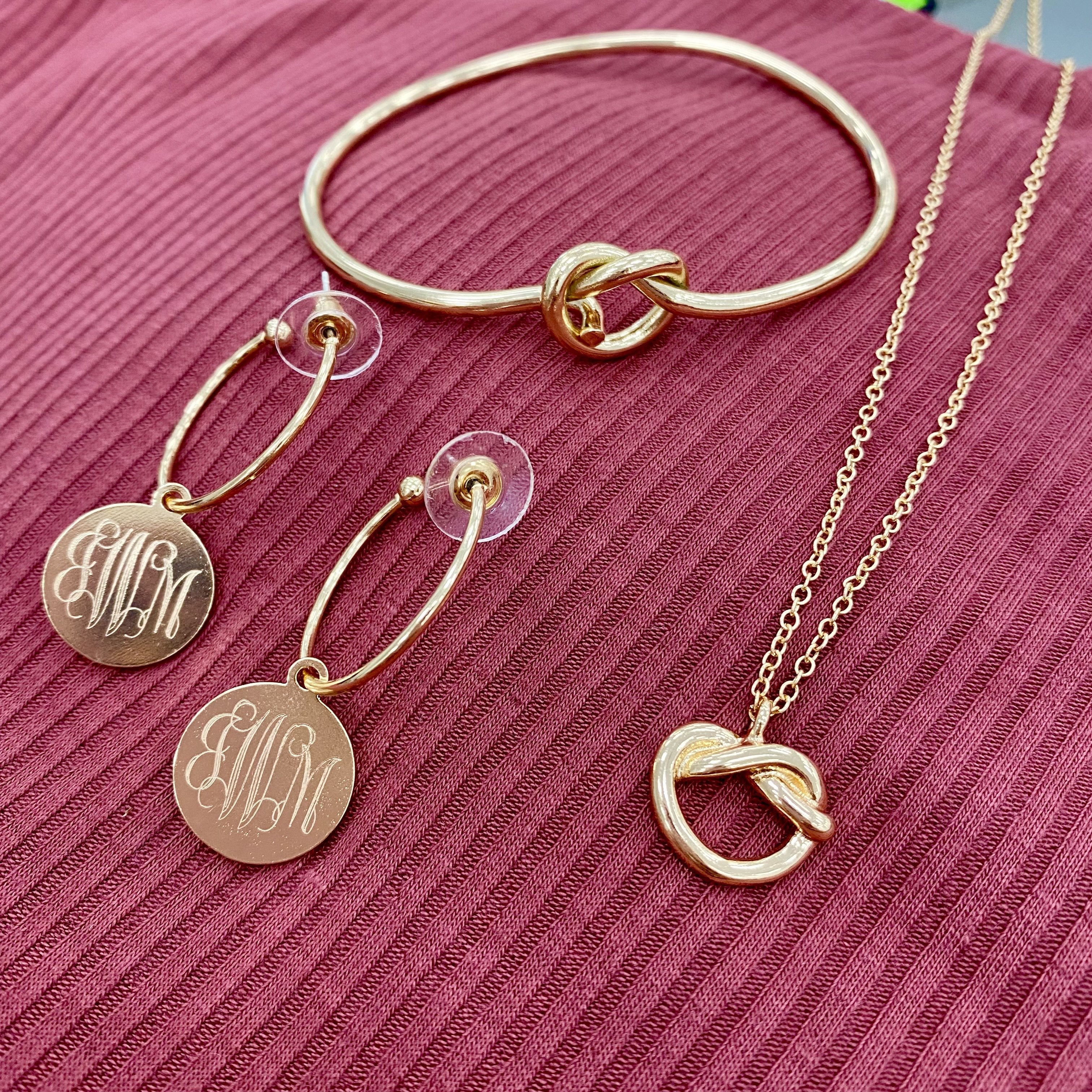 Monogram Love Knot Jewelry Set