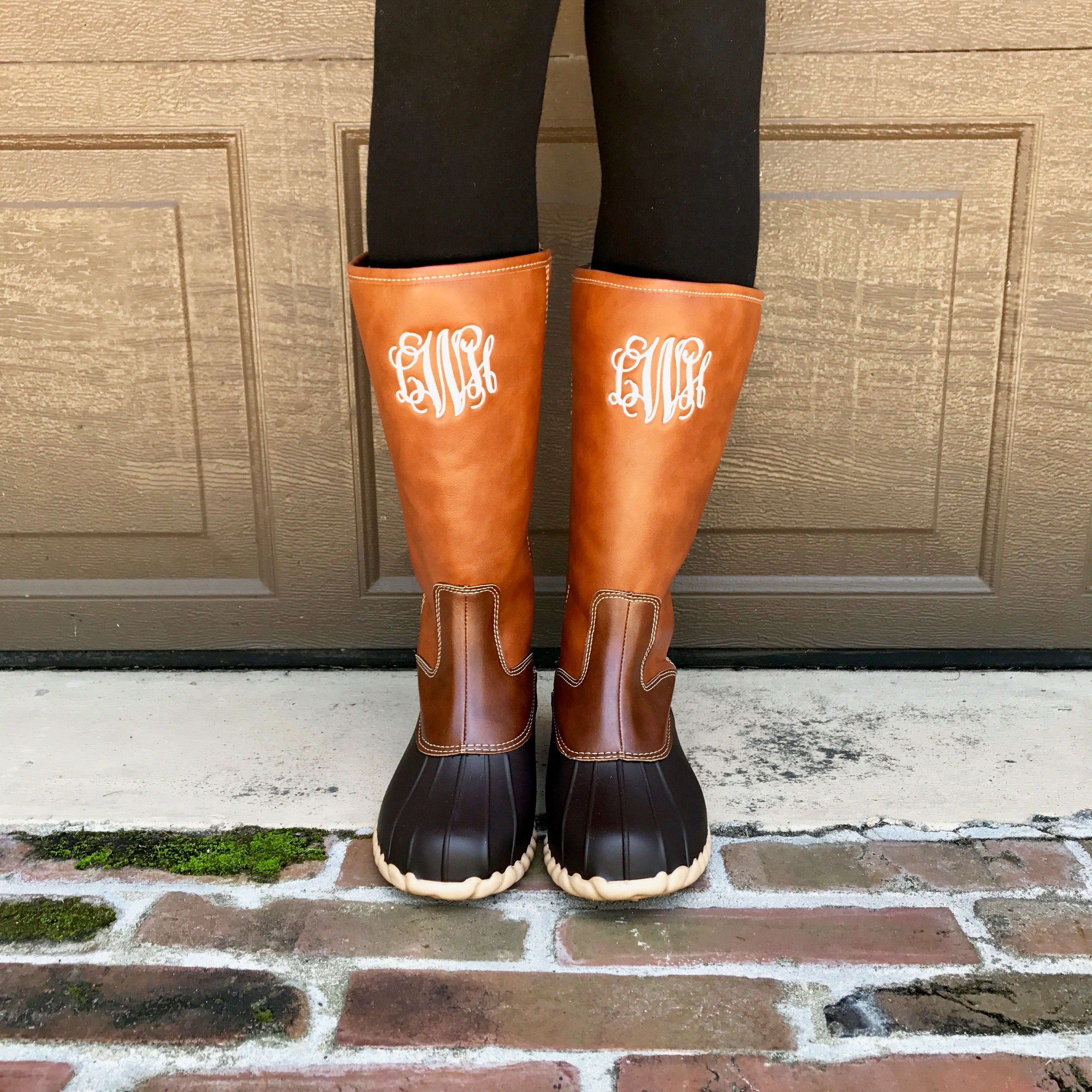 duck boots with monogram