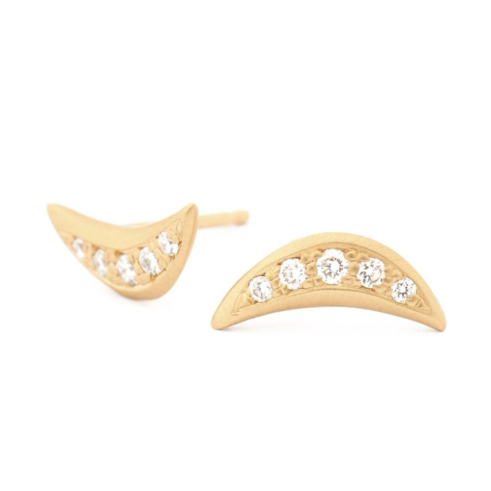 Wood Nymph Faye Leaf Studs - Yellow Gold Earrings - megan thorne