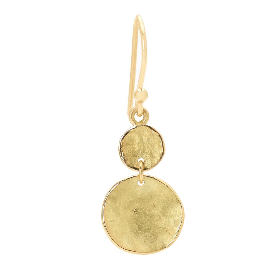 Double Hammered Disc Earrings Y Gold | Magpie Jewellery