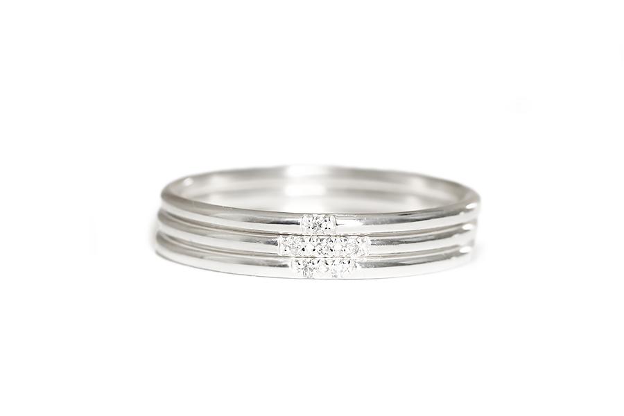 silver slim stacking diamond rings