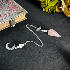 rose quartz moon dowsing pendulum
