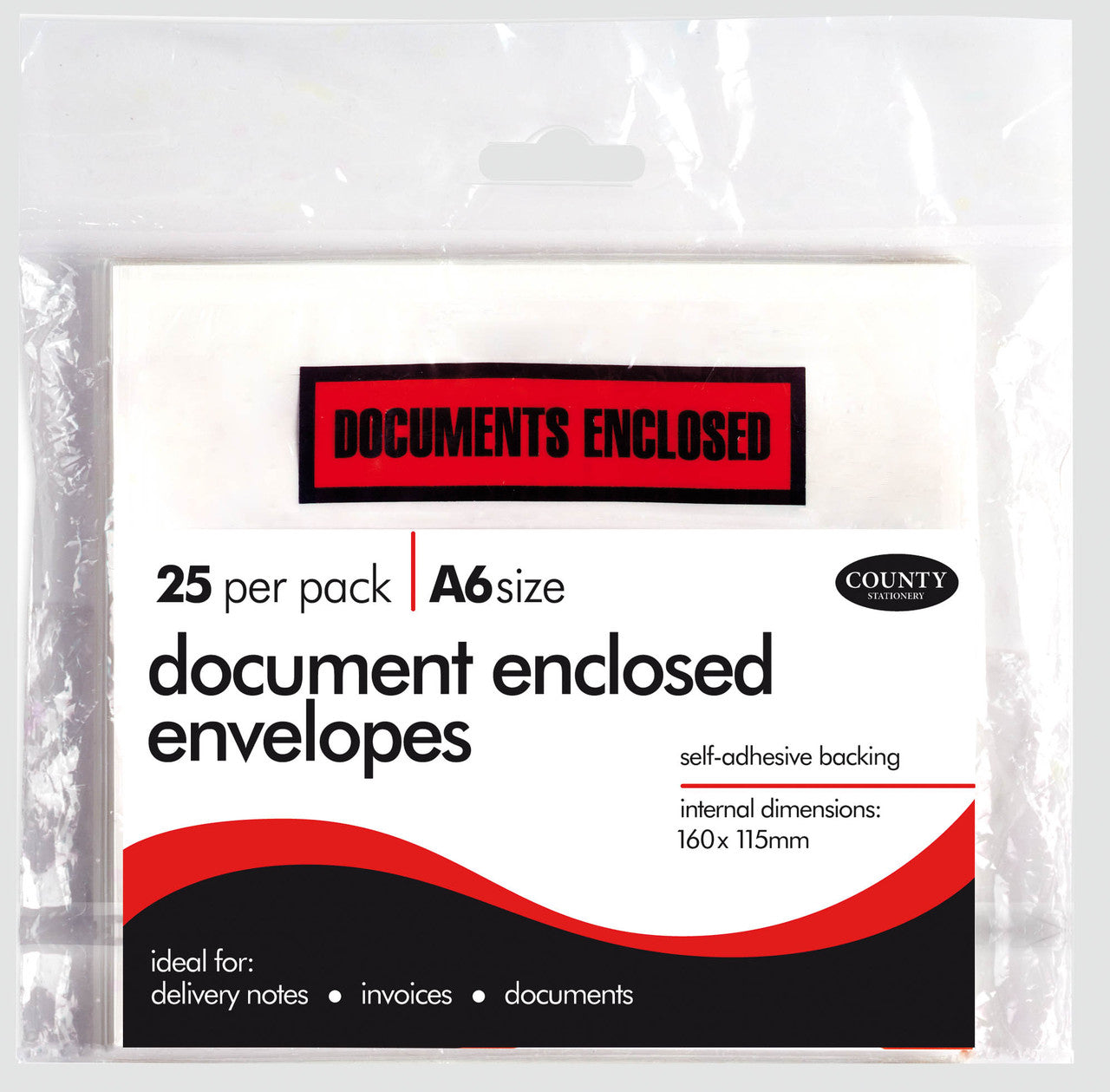 Pack of 25 A6 Document Enclosed Envelopes