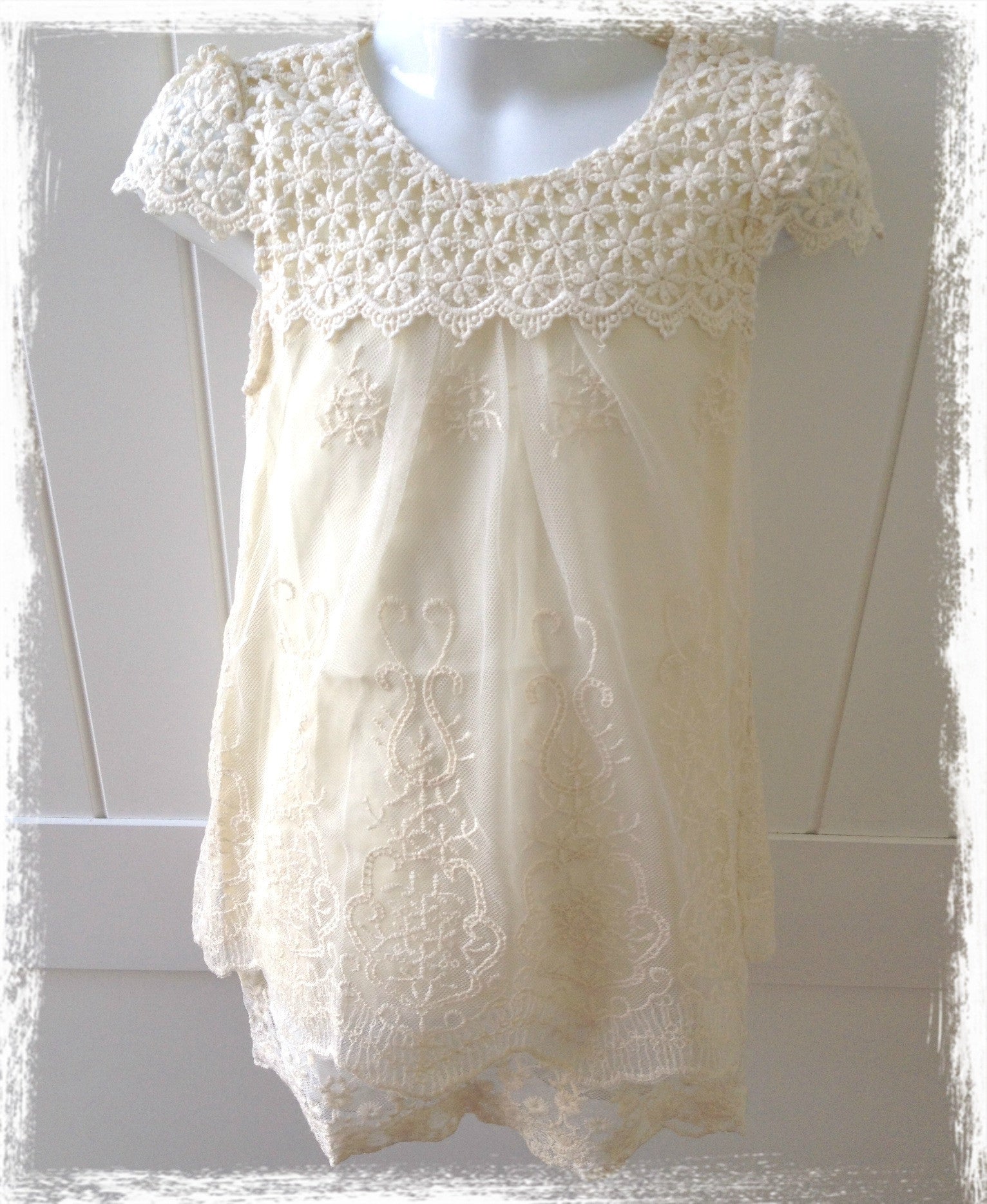 Ivory crochet and embroidered dress. – Precious Lil Things