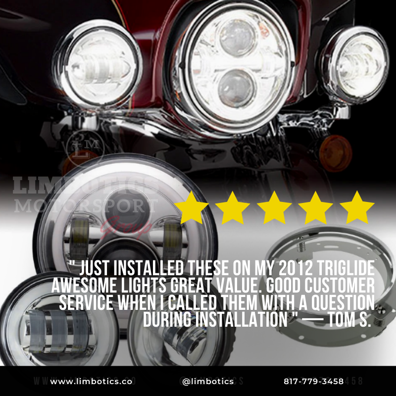 " JUST INSTALLED THESE ON MY 2012 TRIGLIDE AWESOME LIGHTS GREAT VALUE. GOOD CUSTOMER SERVICE WHEN I CALLED THEM WITH A QUESTION DURING INSTALLATION. " — TOM S. 