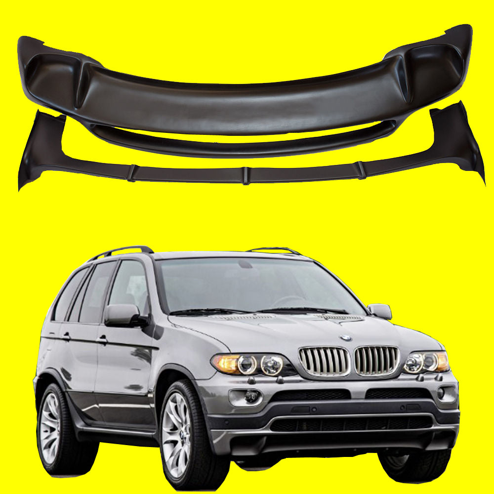 For BMW X5 E53 4.8 FIBERGLASS FRONT SPOILER AND REAR SPOILER 2000-2006