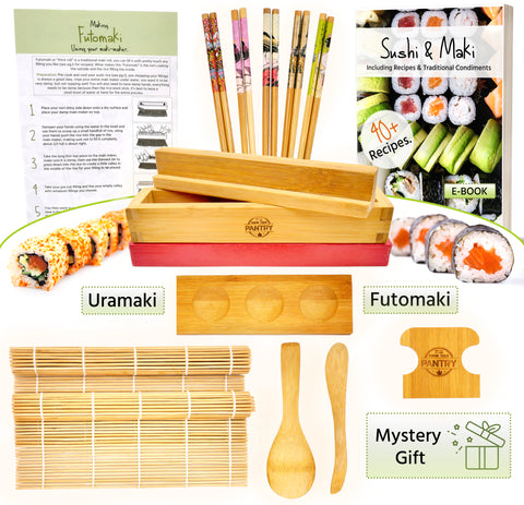 Bamboo Sushi and Maki Making Kit - With Bamboo Sushi Rolling Mat