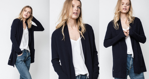 lucy nagle navy cashmere cardigan 