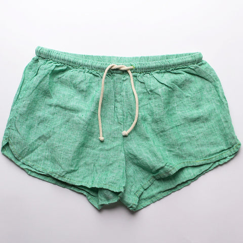 Linen Shorts > Green Solid | Brooklyn Beach