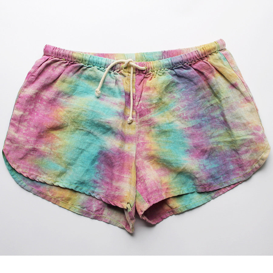 Linen Shorts > Rainbow Tie-Dye | Brooklyn Beach