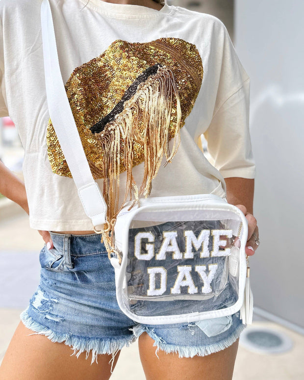 Letter Patch Clear Gameday Stadium Crossbody Bag