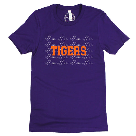 Clemson Universtiy College Script Short Sleeve T-shirt in Purple