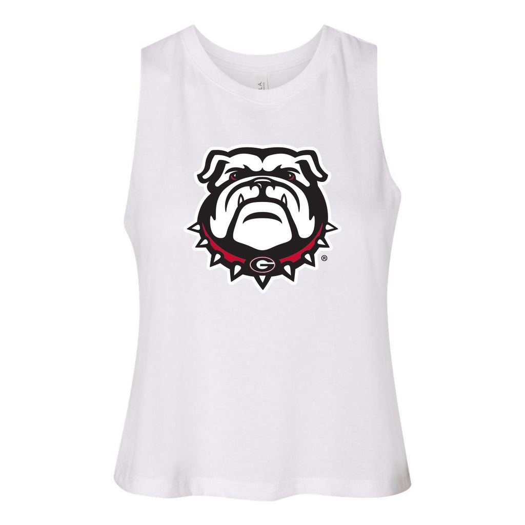 University of Georgia Endzone Women's Racerback Crop Tank in White