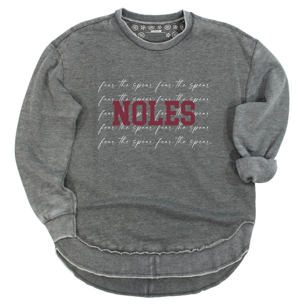 Florida State University College Script Poncho Fleece Crew in Charcoal