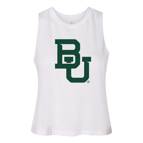 Baylor University Endzone Women's Racerback Crop Tank in White