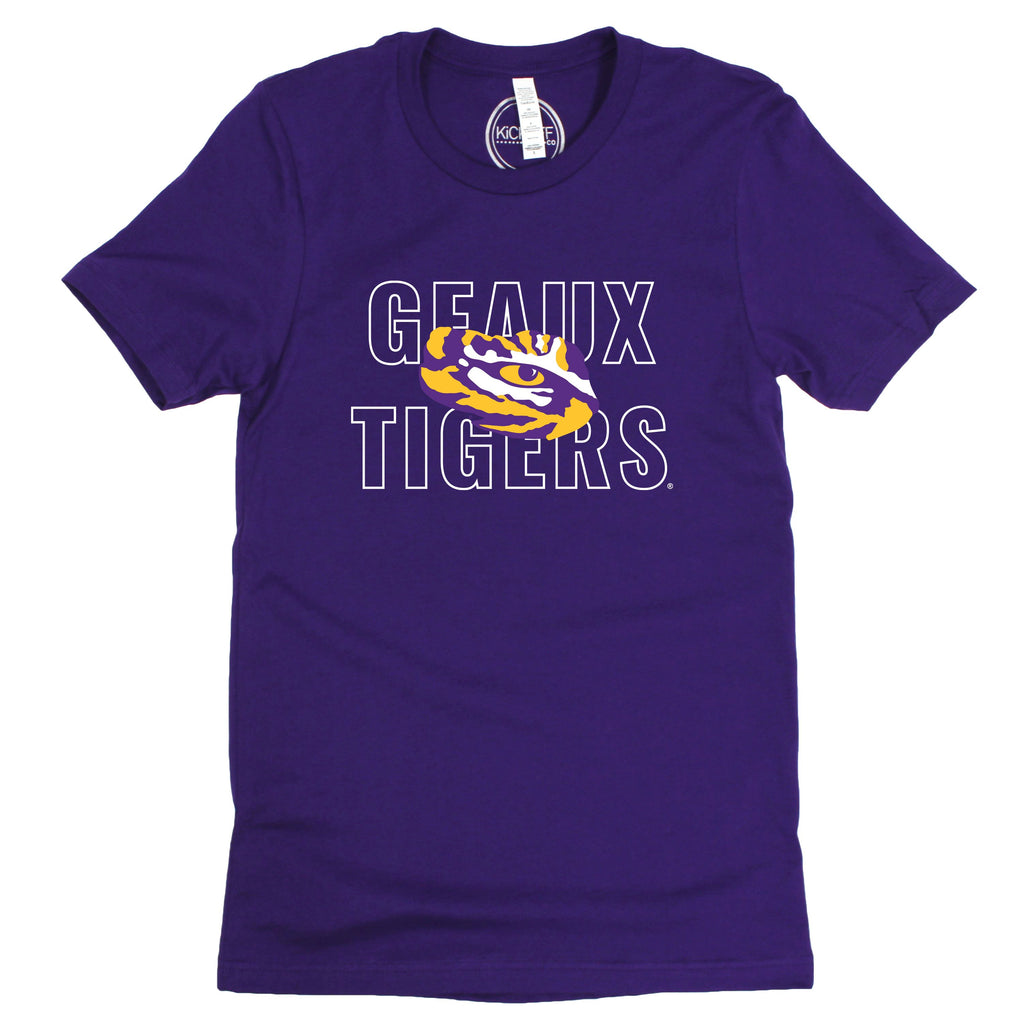 Louisiana State University Outline Short Sleeve T-shirt in Purple