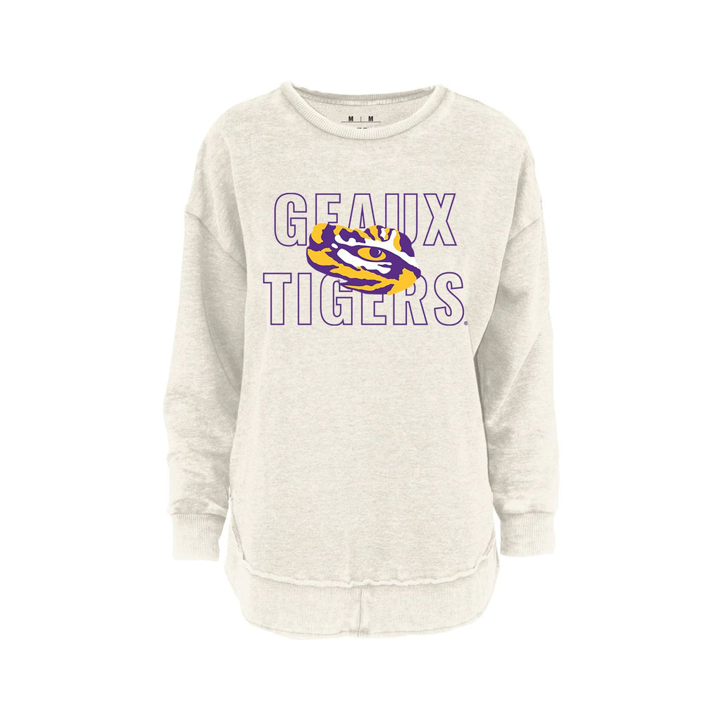 Outline Poncho Fleece Crew in Ivory - Louisiana State University