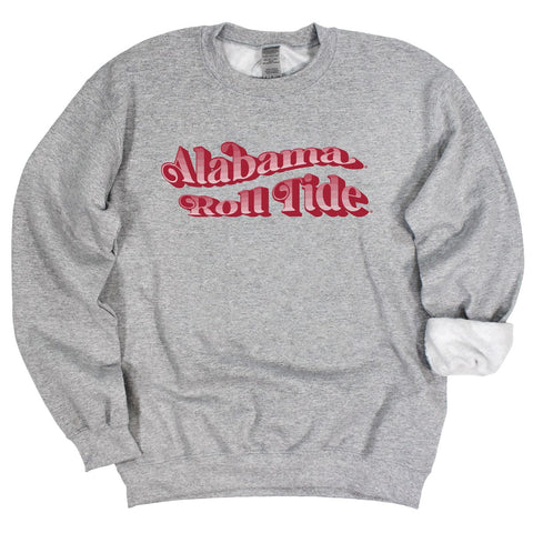 University of Alabama (The) Retro Wave Crewneck Fleece in Gray