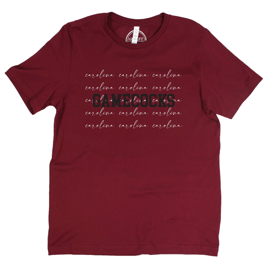 University of South Carolina College Script Short Sleeve T-shirt in Garnet