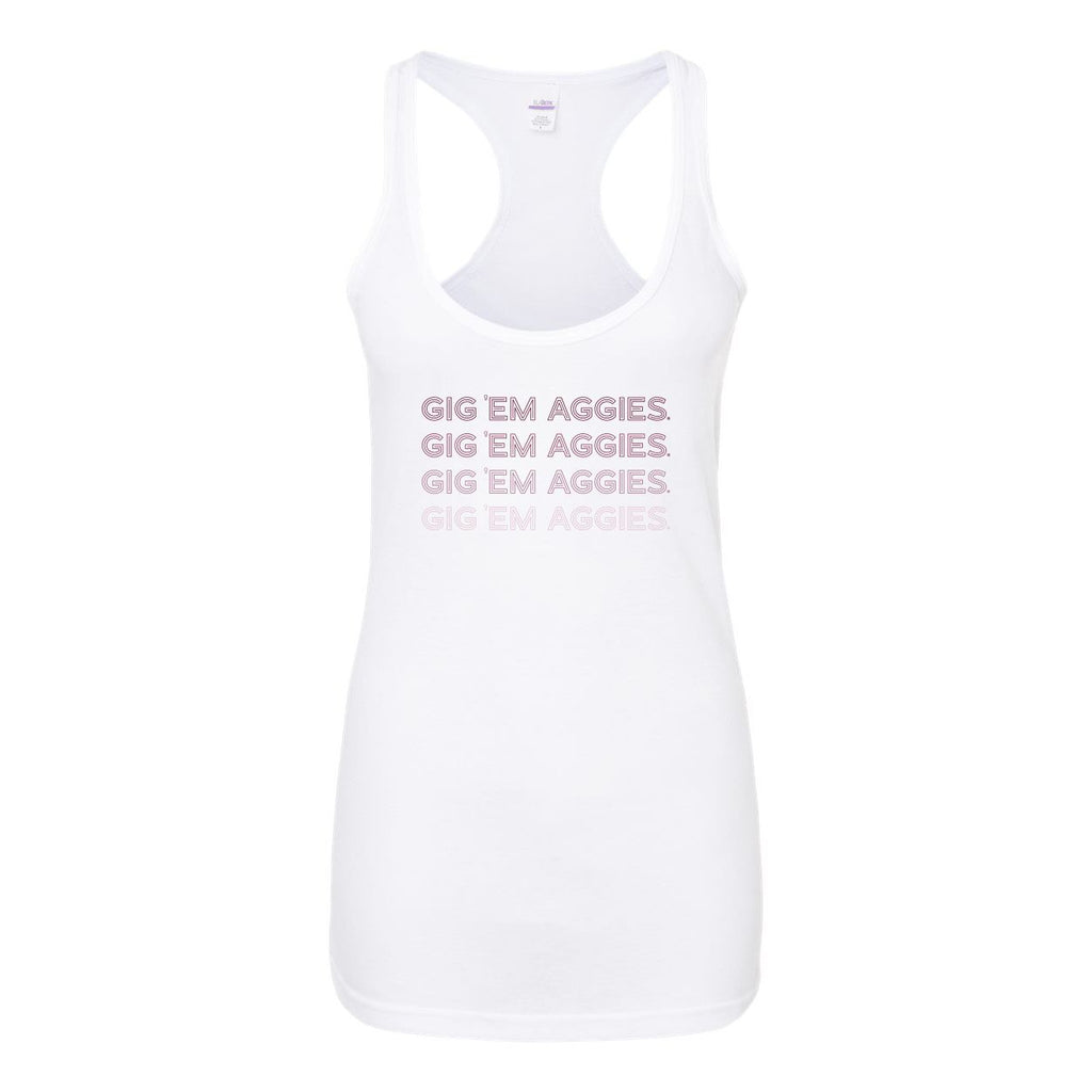 Texas A&M University Neon Nights Women's Racerback Tank Top in White